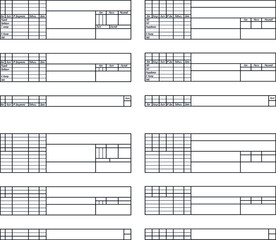 Stamp for drawing design. The main inscription for the drawing frame. Stamp construction drawing and engineering drawing. Vector stamp