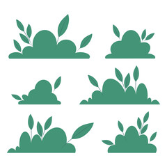 Set of flat vector bushes. Isolated illustration