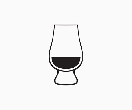 Whiskey Glass Vector. Whiskey Glass Icon Vector Illustration On White Background.