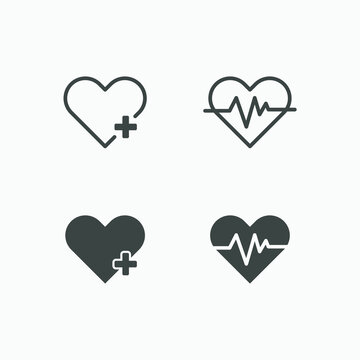 medical heart vector icon symbol isolated set