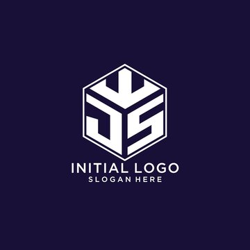 Initials JS logo hexagon shape, creative geometric logo design concept