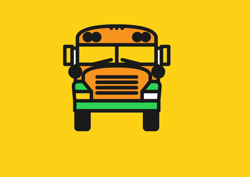 illustration of a bus with  yellow background 