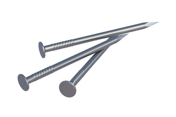 Metal nails isolated on white background. 3d render