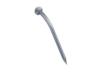 Curved metal nail isolated on white background. 3d render