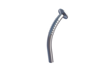 Crooked metal nail isolated on white background. 3d render
