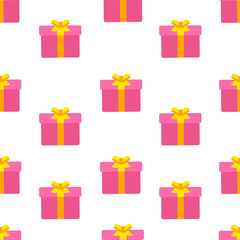 Vector Colorful Gifts Seamless Pattern. Pastel Colors of Birthday or Party Gift Boxes Texture for Printing on Textiles, Wrapping Paper for Gift Packaging. Celebration Concept Texture Fabric Textile. 