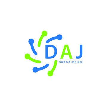 DAJ logo design initial creative letter on white background.
DAJ vector logo simple, elegant and luxurious,technology logo shape.DAJ unique letter logo design. 