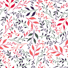 Fototapeta na wymiar Floral twig seamless pattern vector. Exotic berry