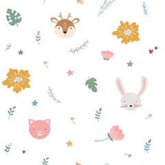 Cartoon animal head pattern for wrapping paper
