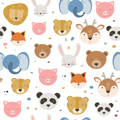Cartoon animal head pattern for wrapping paper