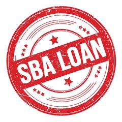 SBA LOAN text on red round grungy stamp.