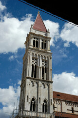 Fototapeta na wymiar Traù.Spalatino-dalmata, Croazia The bell tower of San Lorenzo' cathedral
