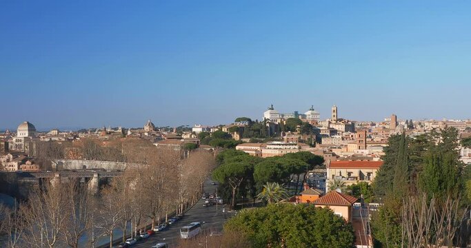 Rome (Italy) - Panoramic skyline 4k video from Aventine Hill