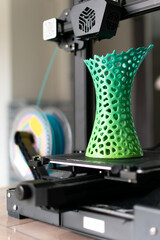3d printing of a vase with multicolored pla filament - obrazy, fototapety, plakaty