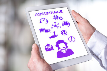Assistance concept on a tablet