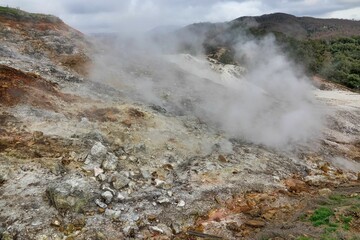 geyser in park national park , image taken in Follonica, grosseto, tuscany, italy , larderello desert - obrazy, fototapety, plakaty
