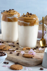 dalgona coffee or whipped instant coffee, trend beverage