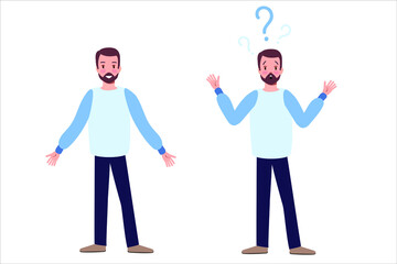  happy man and man with quastions on the white background