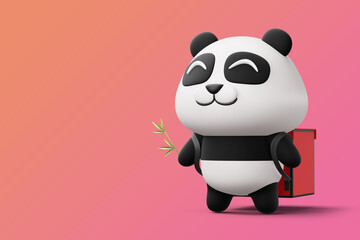 Happy cute panda delivery, 3d rendering © Thanasantipan