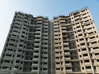 Fototapeta premium Aerial view of multistory apartment construction site in China