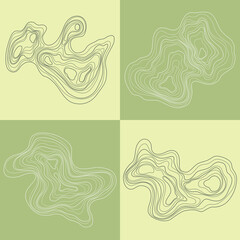 Set of abstract tree rings. Vector topographic map design elements. Contour map concept. Thin wavy lines.