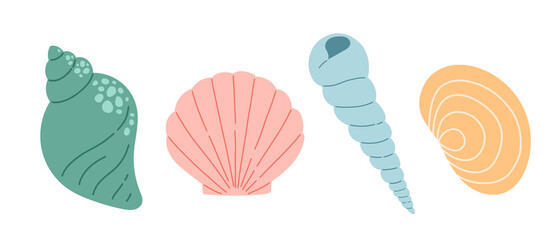 Seshell coral vector, simple color, flat design