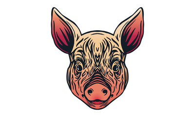 Pig chinese zodiac sign banner. Light mode background texture with illustration of a pig. Vector illustration and decorative elements.