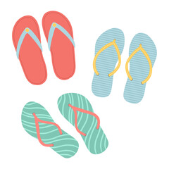Flip flops shoes vector, slippers view from above
