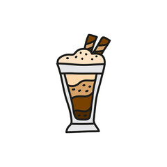 Cute doodle layered coffee drink or milkshake.