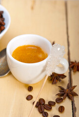 espresso coffee with sugar and spice