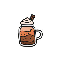 Cute doodle layered coffee drink or milkshake.