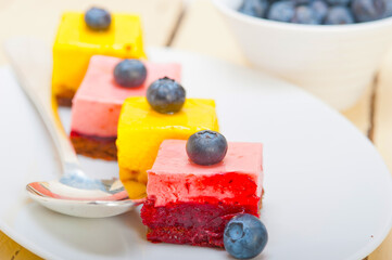 strawberry and mango mousse dessert cake