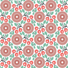 Seamless pattern, natural motifs, flowers, plants. Illustration for your website, icons, interfaces, etc.