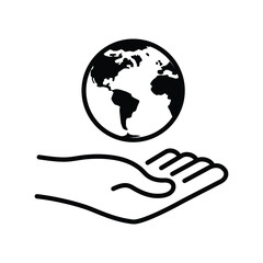 hand holding earth or globe, vector illustration 