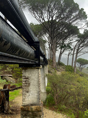 Hiking on the pipe track of the Twelve Apostles, Table Mountan, Cape Town, on a rainy day