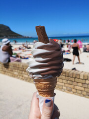 Soft serve ice cream at the beach on a summer's day