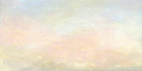 Blush Pink and Blue Pastel Sky Acrylic Painting for Banner Panorama Background Scenery, Hand Drawn and Painted