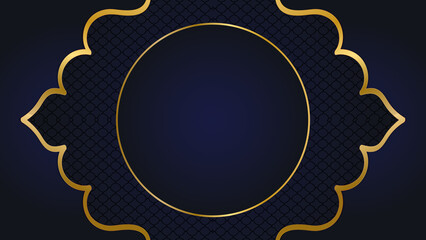 Luxury navy blue background combined with golden border and round shape