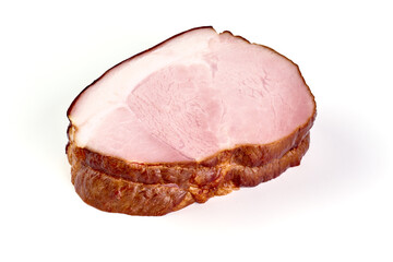 Smoked pork meat, isolated on white background. High resolution image.