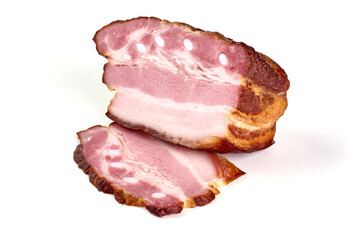 Smoked pork meat, isolated on white background. High resolution image.