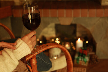 Composition with rocking chair in cozy winter evening