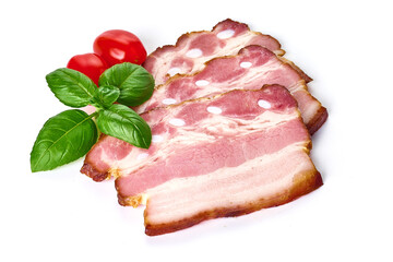 Smoked pork meat, isolated on white background. High resolution image.