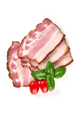 Smoked pork meat, isolated on white background. High resolution image.