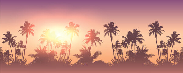 Fototapeta na wymiar tropical palm tree silhouette background summer holiday design
