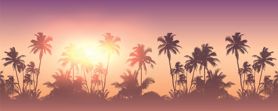 tropical palm tree silhouette background summer holiday design