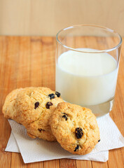 Rock cakes with glass of milk