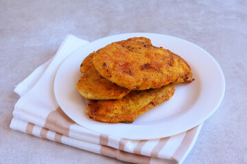 Chicken schnitzel on plate