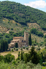 Fototapeta na wymiar Medieval church of Sant Antimo, Tuscany, Italy