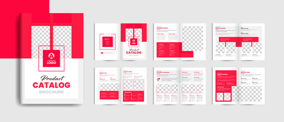 Red color Product catalog design template for your business professional company furniture product catalog design brochure fully editable text and vector