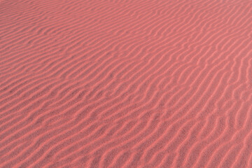 Landscape on planet Mars, sand dunes scenic desert scene on red planet ground. Real abstract texture sci fi background